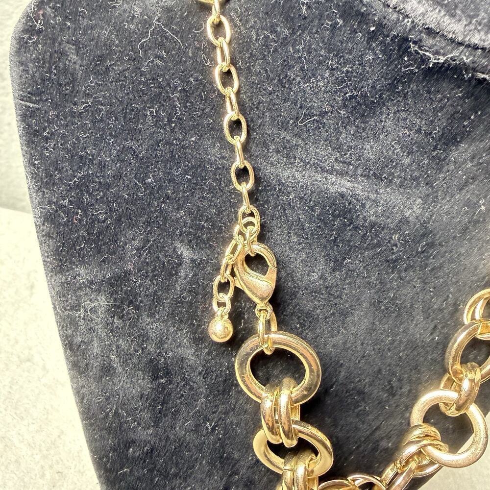 A New Day Gold Tone Rope Link Chain Statement Fashion Necklace Adjustable - Picture 3 of 4